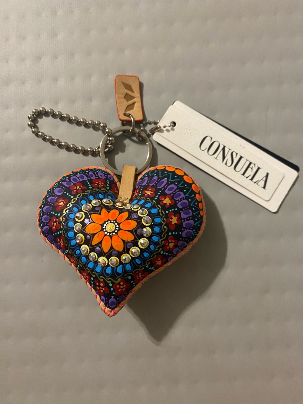 Consuela Multicolor Heart Keychain with Rhinestones